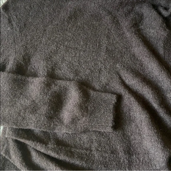 A.L.C Freya Off One Shoulder Asymmetrical Alpaca Blend Sweater Dark Umber Brown - Picture 5 of 9